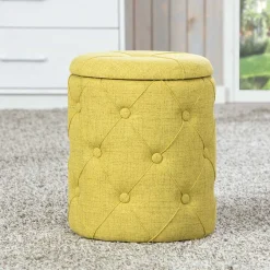 Wohnen Hocker|Barhocker*Runder Polsterhocker mit Stauraum - Vurgos