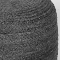 Wohnen Runder Pouf aus Jute Geflecht in Anthrazit - Triumph
