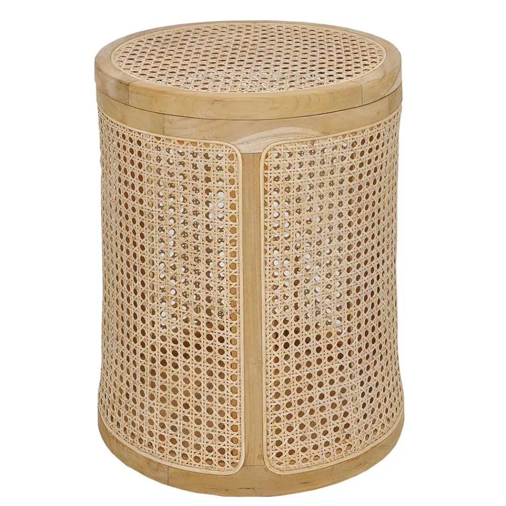 Wohnen Rattanmöbel|Sitztruhen*Runder Rattan Wäschekorb in Natur - Vilrada