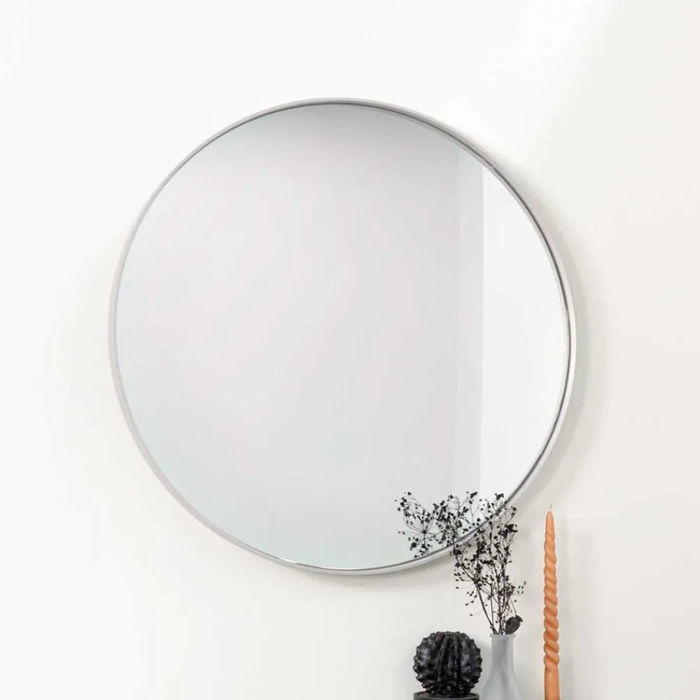 Wohnen Spiegel|Flurspiegel*Runder Retro Spiegel in Taupe - Sumatria