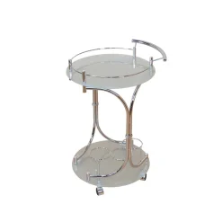 Wohnen Runder Servierwagen Rino in Weiß Chrom