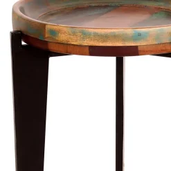 Wohnen Runder Shabby Chic Beistelltisch aus Altholz - Vosbadus