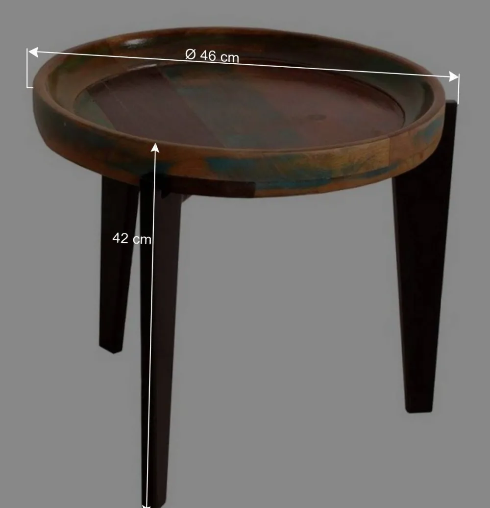 Wohnen Runder Shabby Chic Beistelltisch aus Altholz - Vosbadus