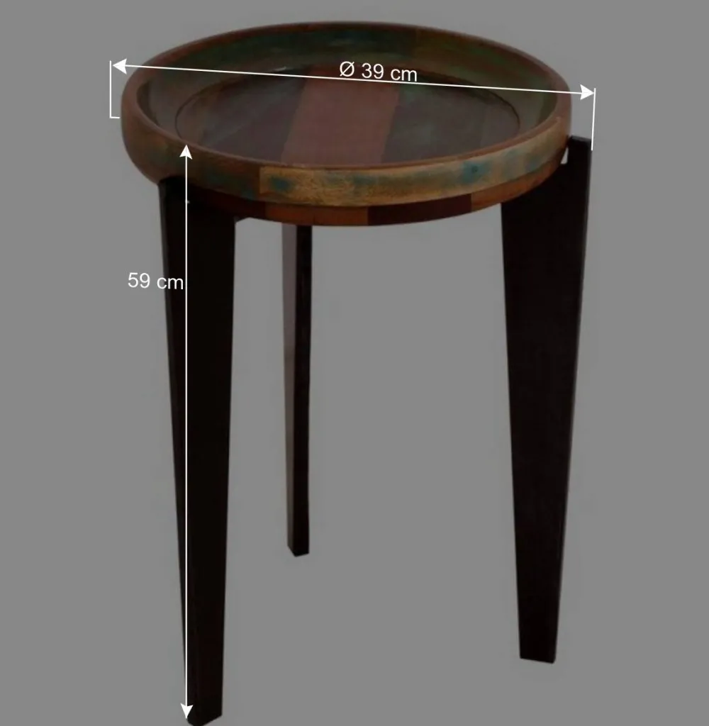 Wohnen Runder Shabby Chic Beistelltisch aus Altholz - Vosbadus