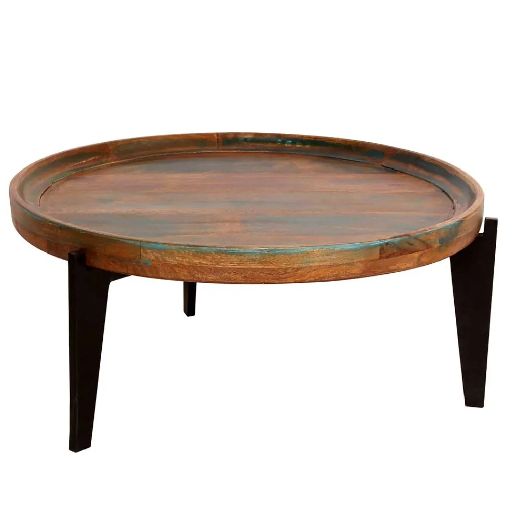 Wohnen Shabby Chic Möbel*Runder Shabby Chic Couchtisch mit 3-Fußgestell - Vosbadus