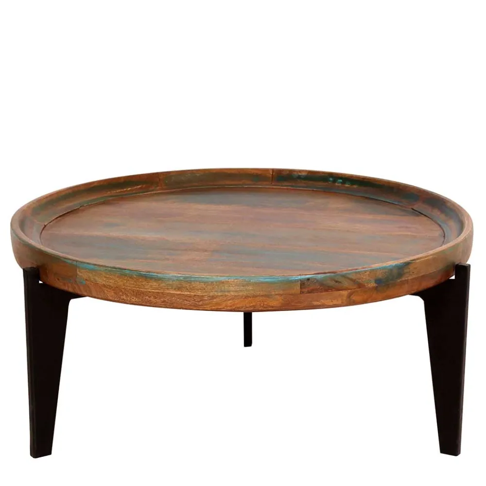 Wohnen Shabby Chic Möbel*Runder Shabby Chic Couchtisch mit 3-Fußgestell - Vosbadus