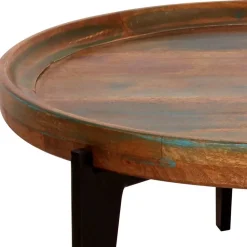 Wohnen Shabby Chic Möbel*Runder Shabby Chic Couchtisch mit 3-Fußgestell - Vosbadus