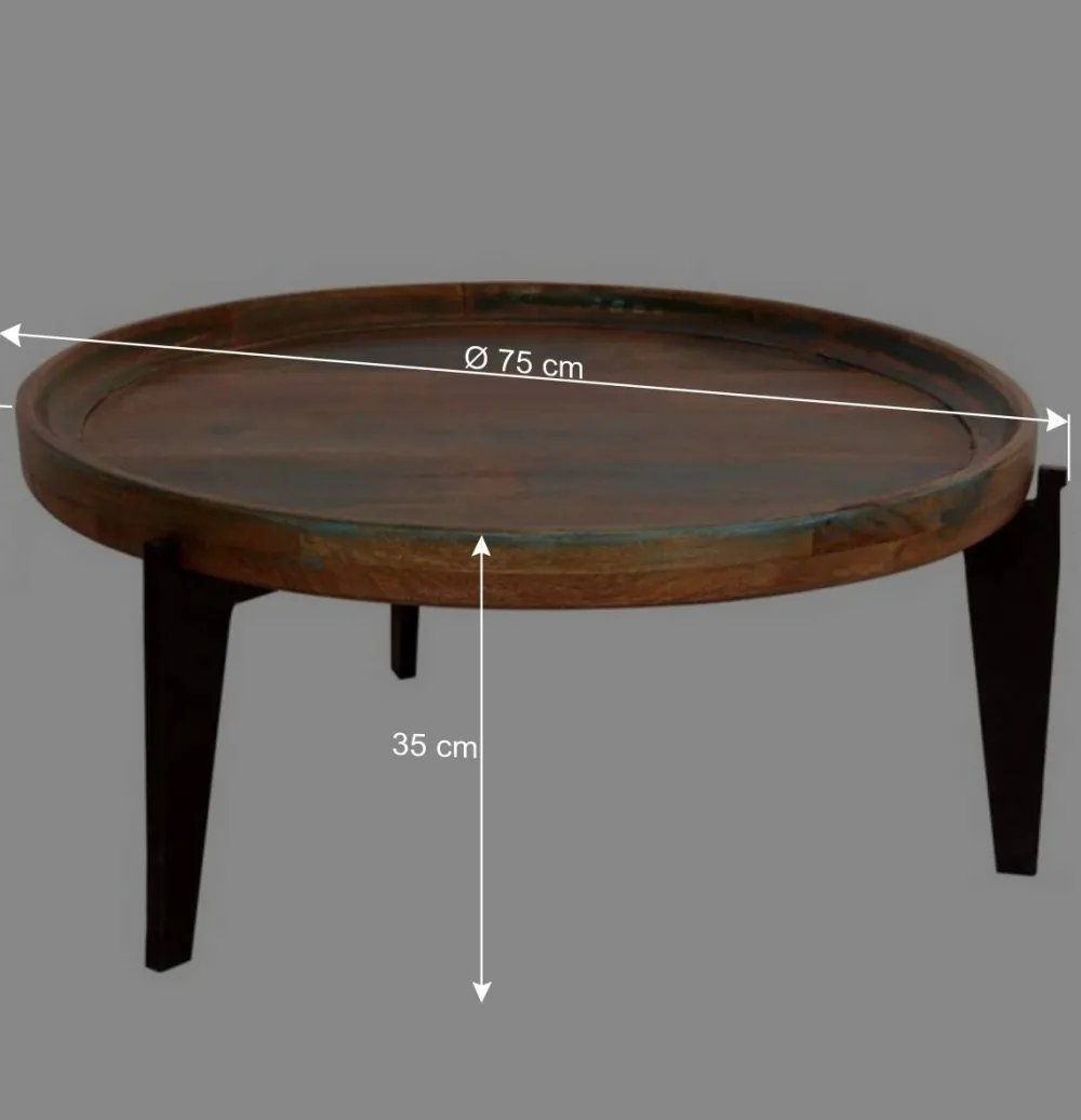 Wohnen Shabby Chic Möbel*Runder Shabby Chic Couchtisch mit 3-Fußgestell - Vosbadus