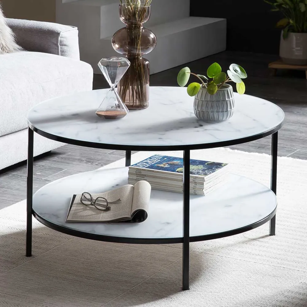 Wohnen Runder Sofatisch im Marmor Look - Dikono