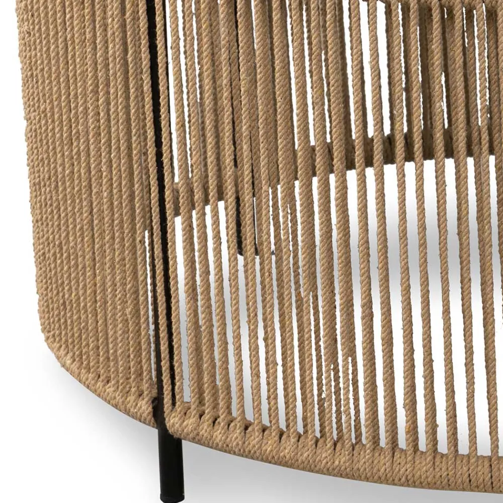 Wohnen Rattanmöbel*Runder Sofatisch mit grau getönter Glasplatte - Pharina