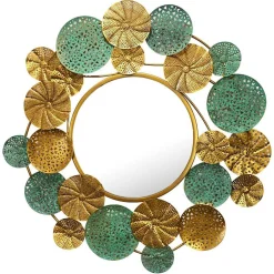 Wohnen Runder Spiegel in Altgold und Grün - Biljana