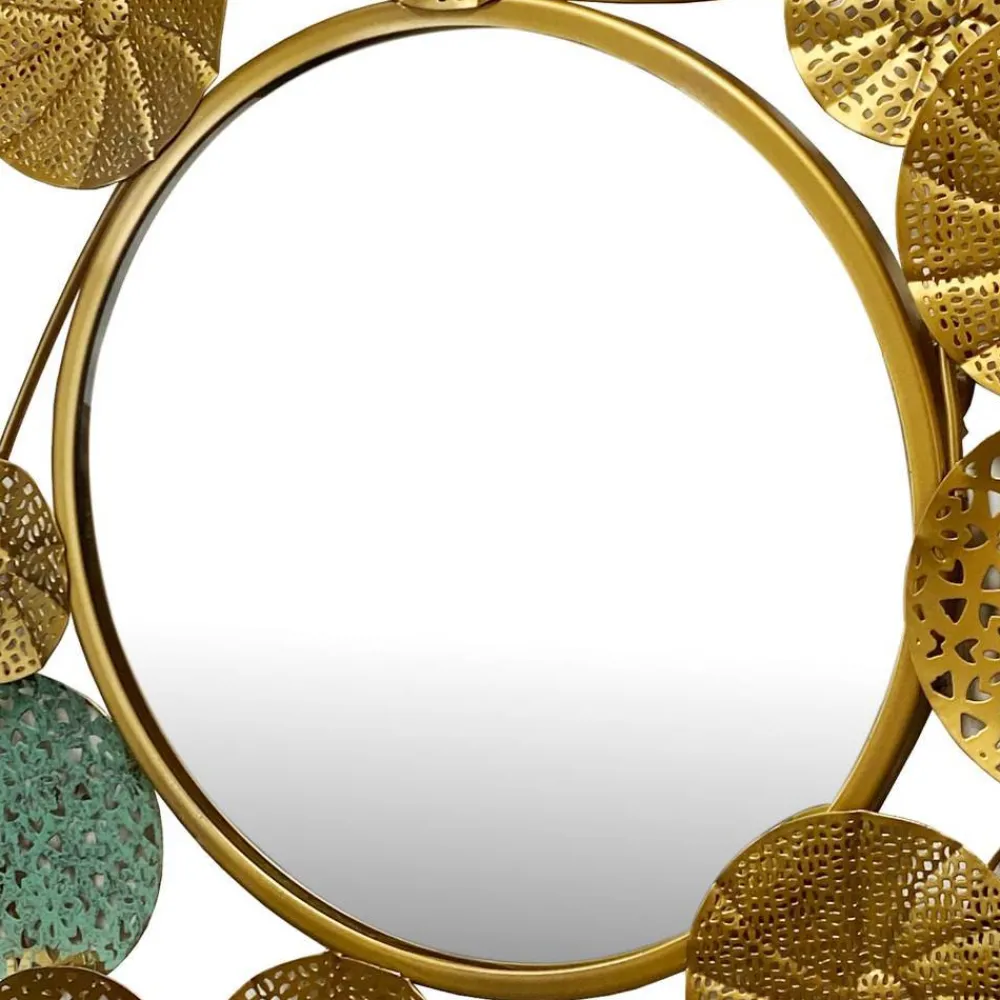 Wohnen Runder Spiegel in Altgold und Grün - Biljana