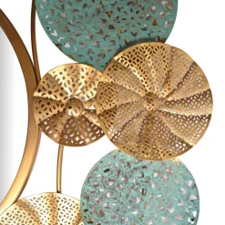 Wohnen Runder Spiegel in Altgold und Grün - Biljana