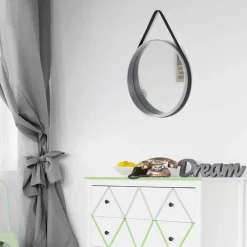 Wohnen Runder Spiegel in Grau & Schwarz - Zutana