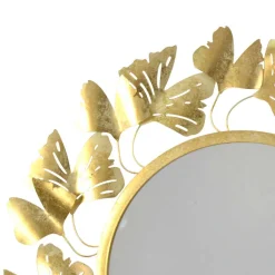 Wohnen Spiegel|Flurspiegel*Runder Spiegel mit Blätter Design Rahmen - Rojocaba
