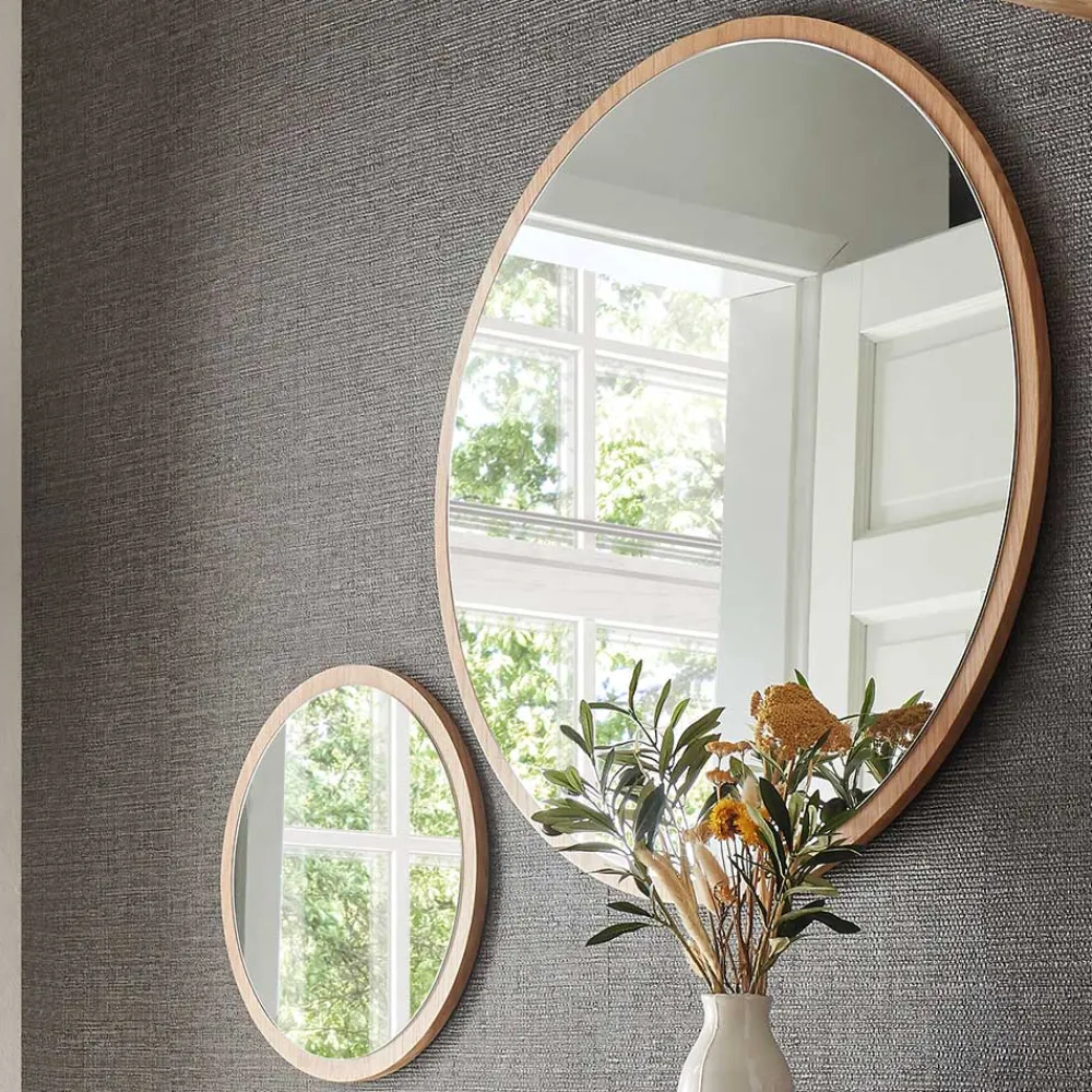 Wohnen Runder Spiegel mit Eichenholzfurnier - Kopiana