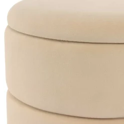 Wohnen Runder Stauraum Hocker in Creme & Gold - Loeesa