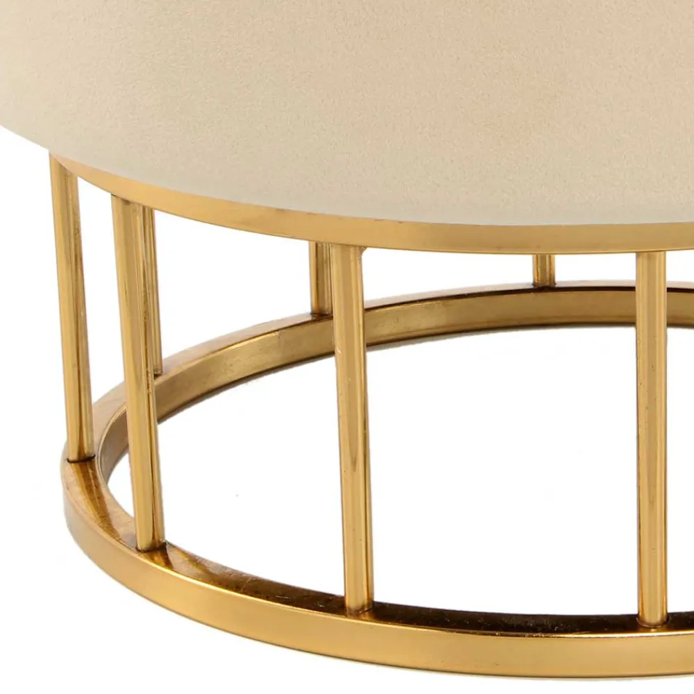 Wohnen Runder Stauraum Hocker in Creme & Gold - Loeesa