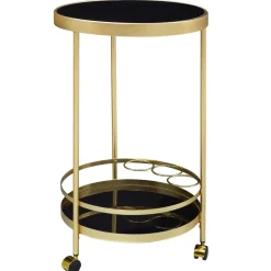 Wohnen Servierwagen|Teewagen*Runder Teewagen aus Schwarzglas - Jymma