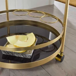 Wohnen Servierwagen|Teewagen*Runder Teewagen aus Schwarzglas - Jymma