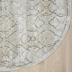 Wohnen Runder Teppich mit Kurzflor dezent gemustert - Leak