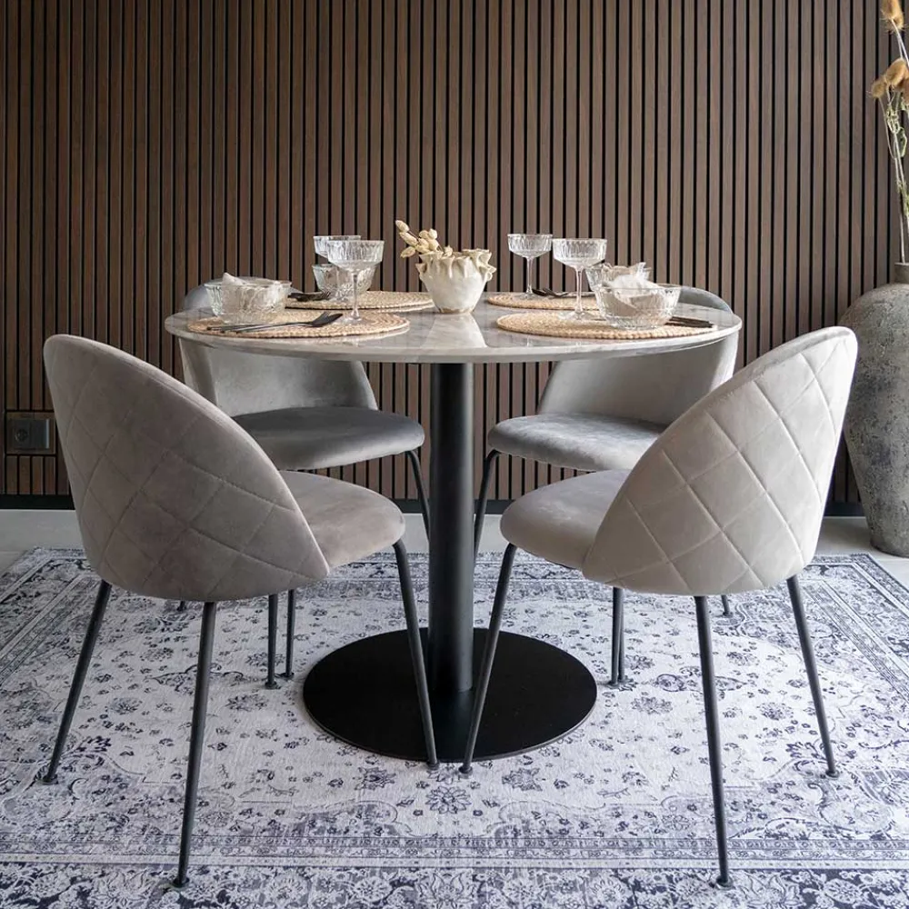 Wohnen Sitzgruppe|Küchen-Essgruppen*Runder Tisch & Stühle im Retro Stil - Ebruar (fünfteilig)