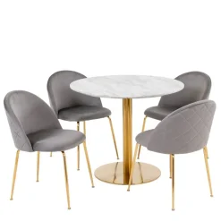 Wohnen Sitzgruppe|Küchen-Essgruppen*Runder Tisch & vier Stühle Set - Zimarena (fünfteilig)