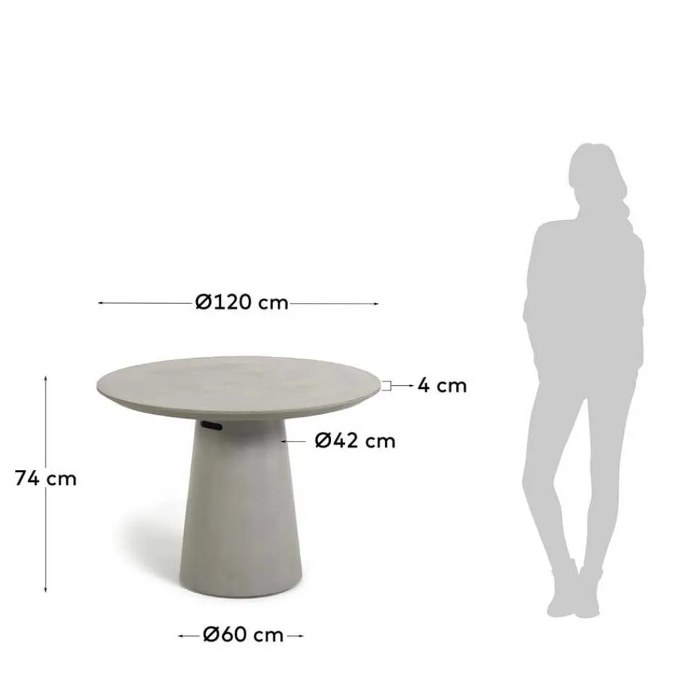 Wohnen Runder Tisch aus Zement in Grau - Onan