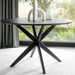 Wohnen Schwarze Möbel|Küchentische*Runder Tisch in Schwarz mit Schweizer Kante - Puerto