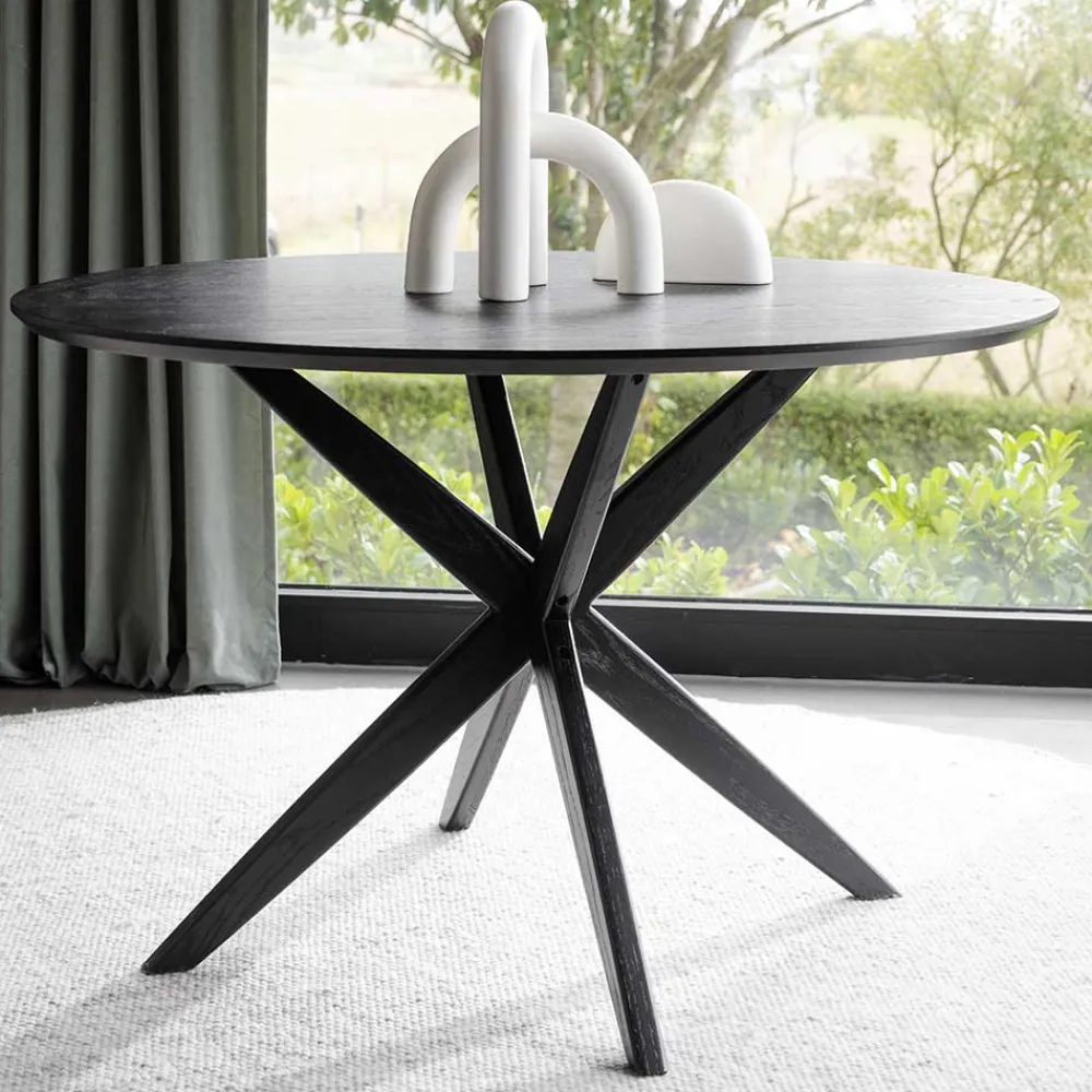 Wohnen Schwarze Möbel|Küchentische*Runder Tisch in Schwarz mit Schweizer Kante - Puerto