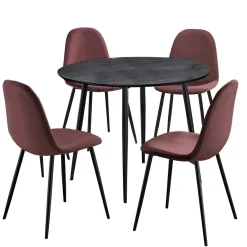 Wohnen Küchen-Essgruppen|Esszimmer Komplett*Runder Tisch mit Schalenstühlen - Sunya (fünfteilig)