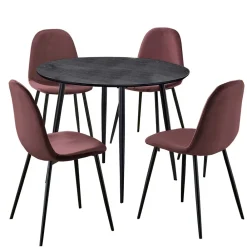 Wohnen Küchen-Essgruppen|Esszimmer Komplett*Runder Tisch mit Schalenstühlen - Sunya (fünfteilig)