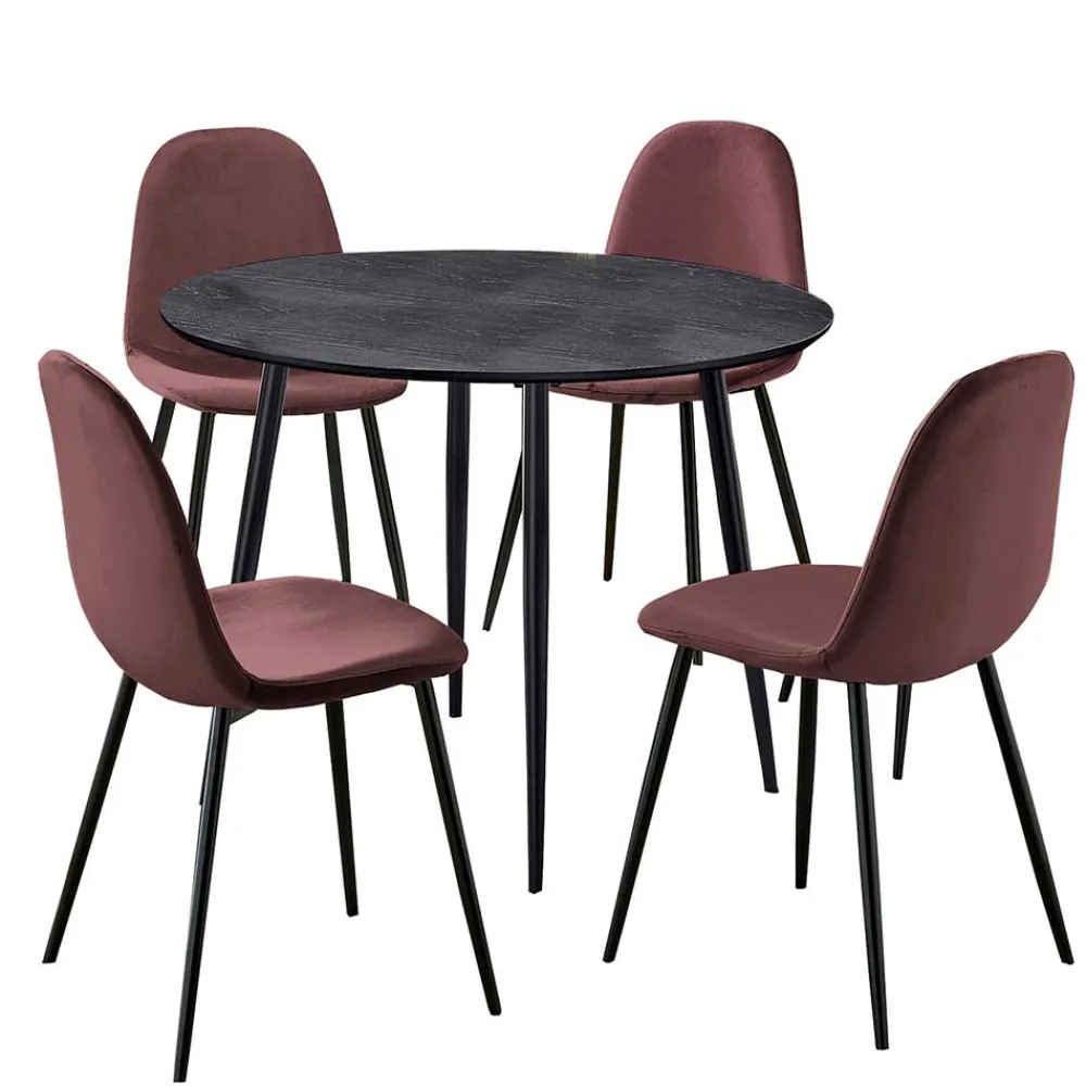 Wohnen Küchen-Essgruppen|Esszimmer Komplett*Runder Tisch mit Schalenstühlen - Sunya (fünfteilig)