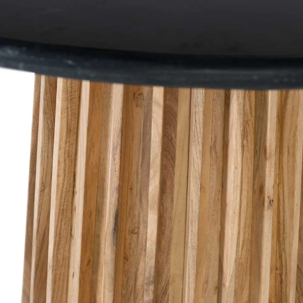 Wohnen Runder Tisch mit schwarzer Marmorplatte - Pietras