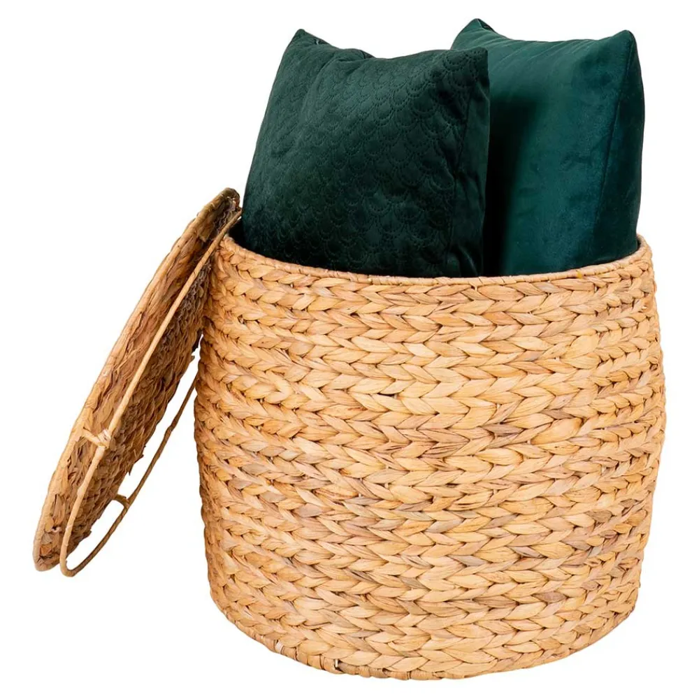 Wohnen Runder Truhentisch aus Wasserhyazinthe - Nobileo