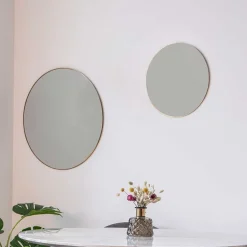 Wohnen Runder Wandspiegel in Messingfarben - Mossora