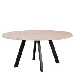 Wohnen Runder White Wash Esstisch & Stühle - Pulva (siebenteilig)