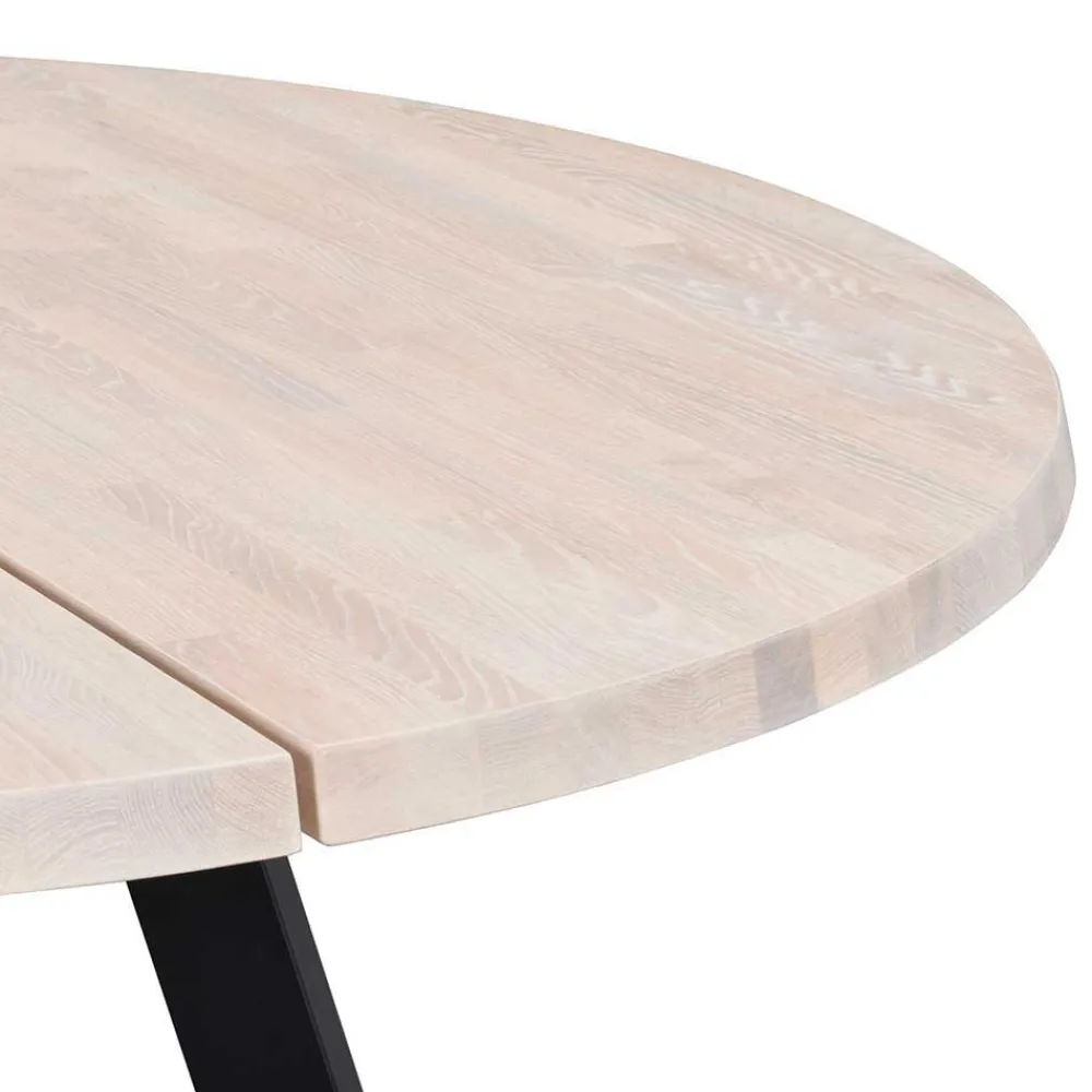 Wohnen Runder White Wash Esstisch & Stühle - Pulva (siebenteilig)