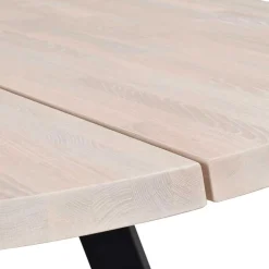 Wohnen Runder White Wash Esstisch & Stühle - Pulva (siebenteilig)