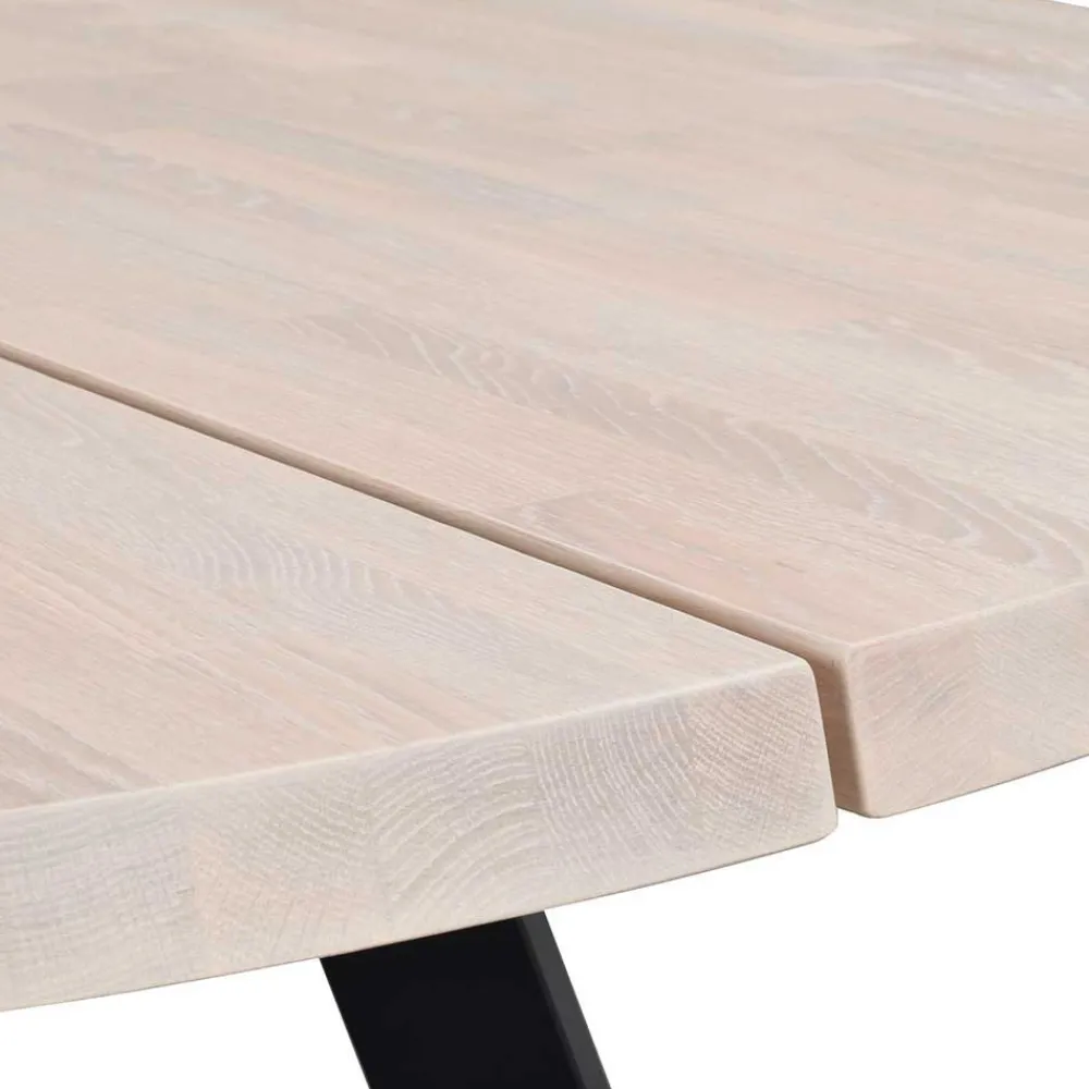 Wohnen Runder White Wash Esstisch & Stühle - Pulva (siebenteilig)