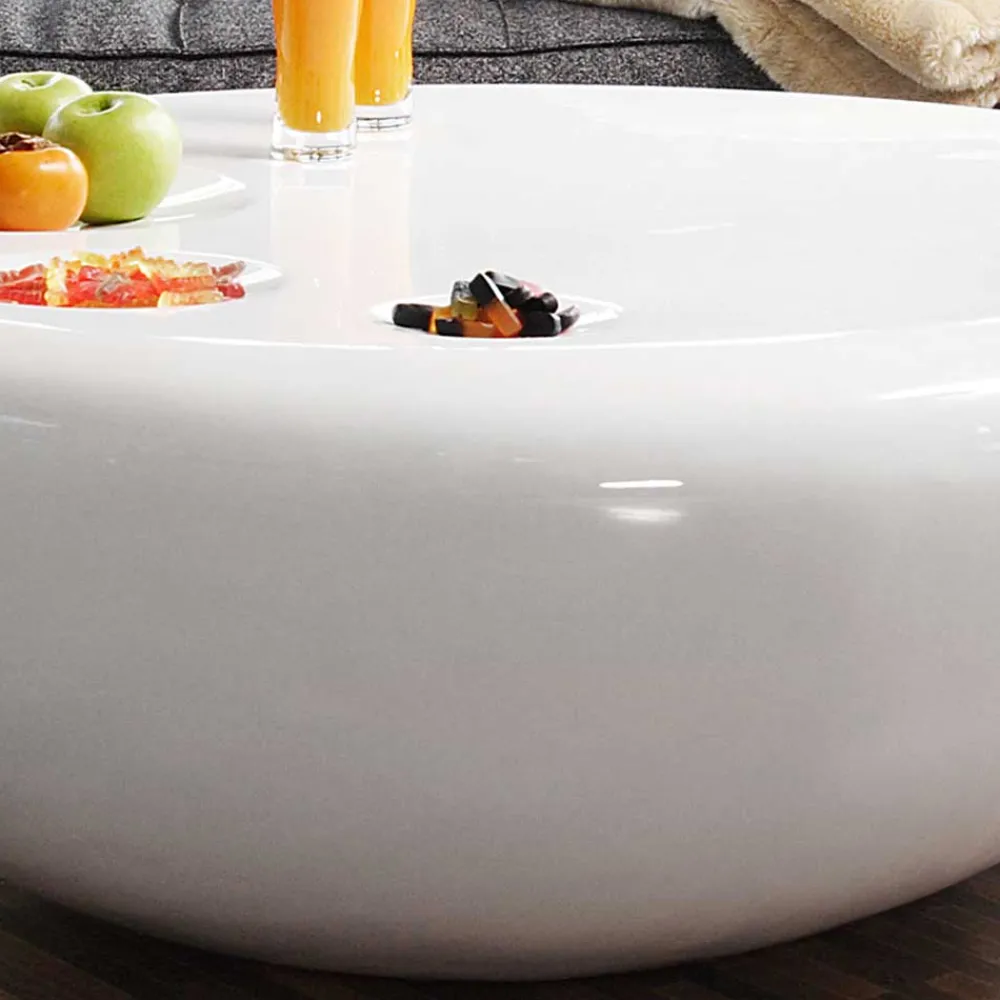 Wohnen Designermöbel*Runder Wohnzimmer Designtisch in Weiß glänzend - Profi