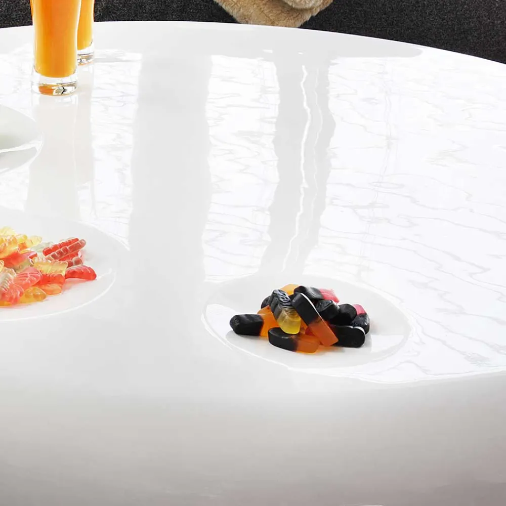 Wohnen Designermöbel*Runder Wohnzimmer Designtisch in Weiß glänzend - Profi