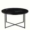 Wohnen Runder Wohnzimmer Glastisch in Marmor Schwarz - Adiana