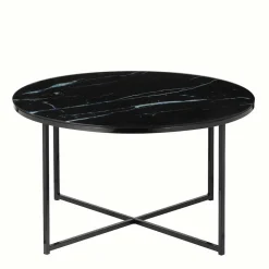 Wohnen Runder Wohnzimmer Glastisch in Marmor Schwarz - Adiana
