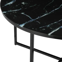 Wohnen Runder Wohnzimmer Glastisch in Marmor Schwarz - Adiana