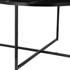 Wohnen Runder Wohnzimmer Glastisch in Marmor Schwarz - Adiana