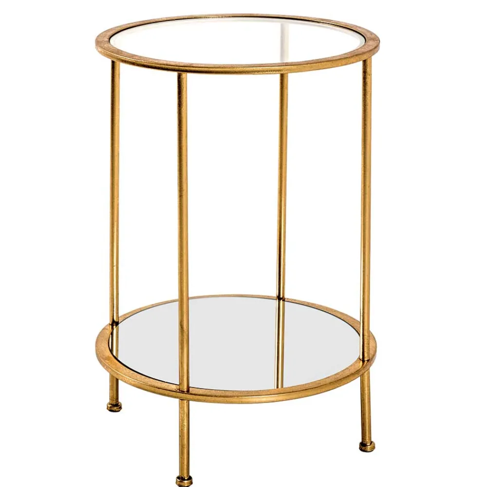Wohnen Glasmöbel|Telefontische*Runder Wohnzimmer Tisch mit Glas & Spiegelglas - Alisa