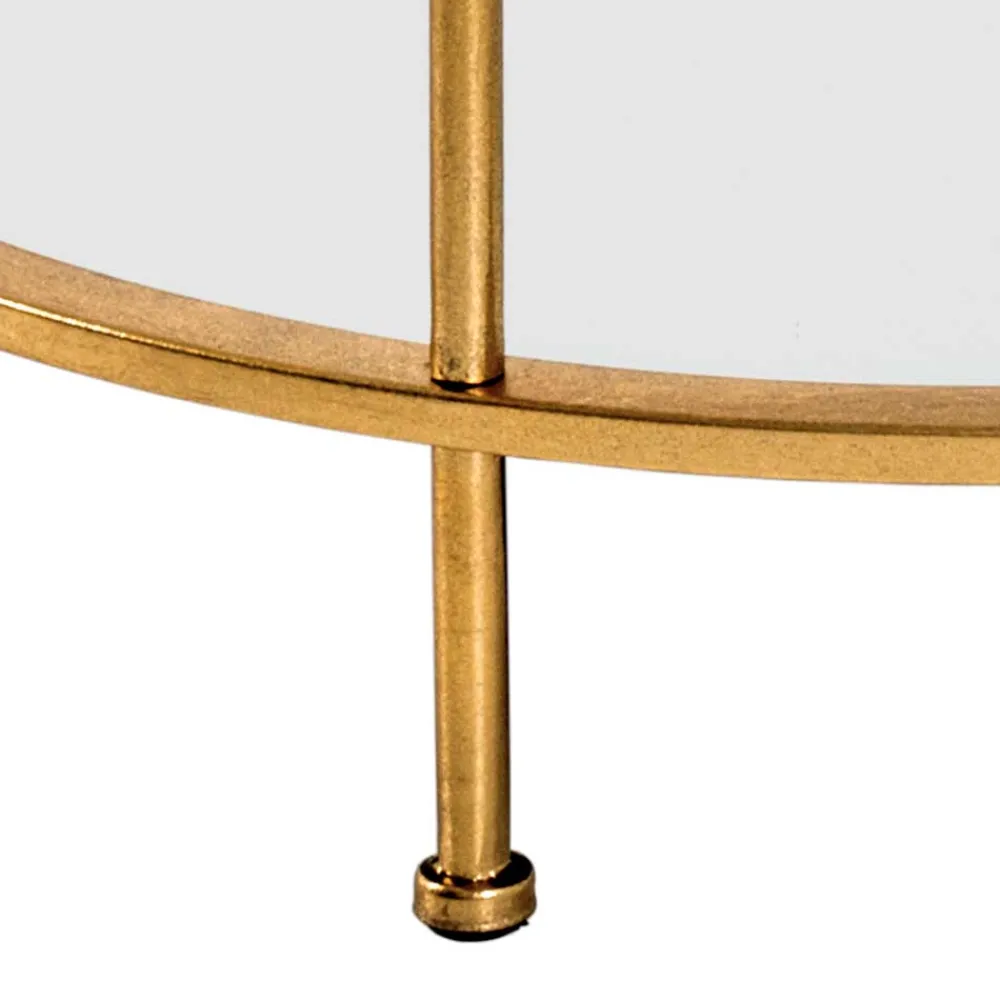 Wohnen Glasmöbel|Telefontische*Runder Wohnzimmer Tisch mit Glas & Spiegelglas - Alisa