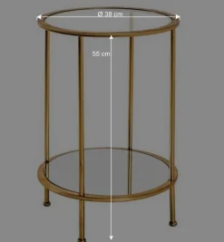 Wohnen Glasmöbel|Telefontische*Runder Wohnzimmer Tisch mit Glas & Spiegelglas - Alisa