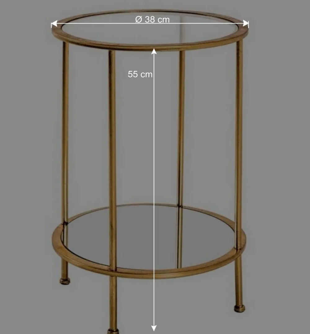 Wohnen Glasmöbel|Telefontische*Runder Wohnzimmer Tisch mit Glas & Spiegelglas - Alisa